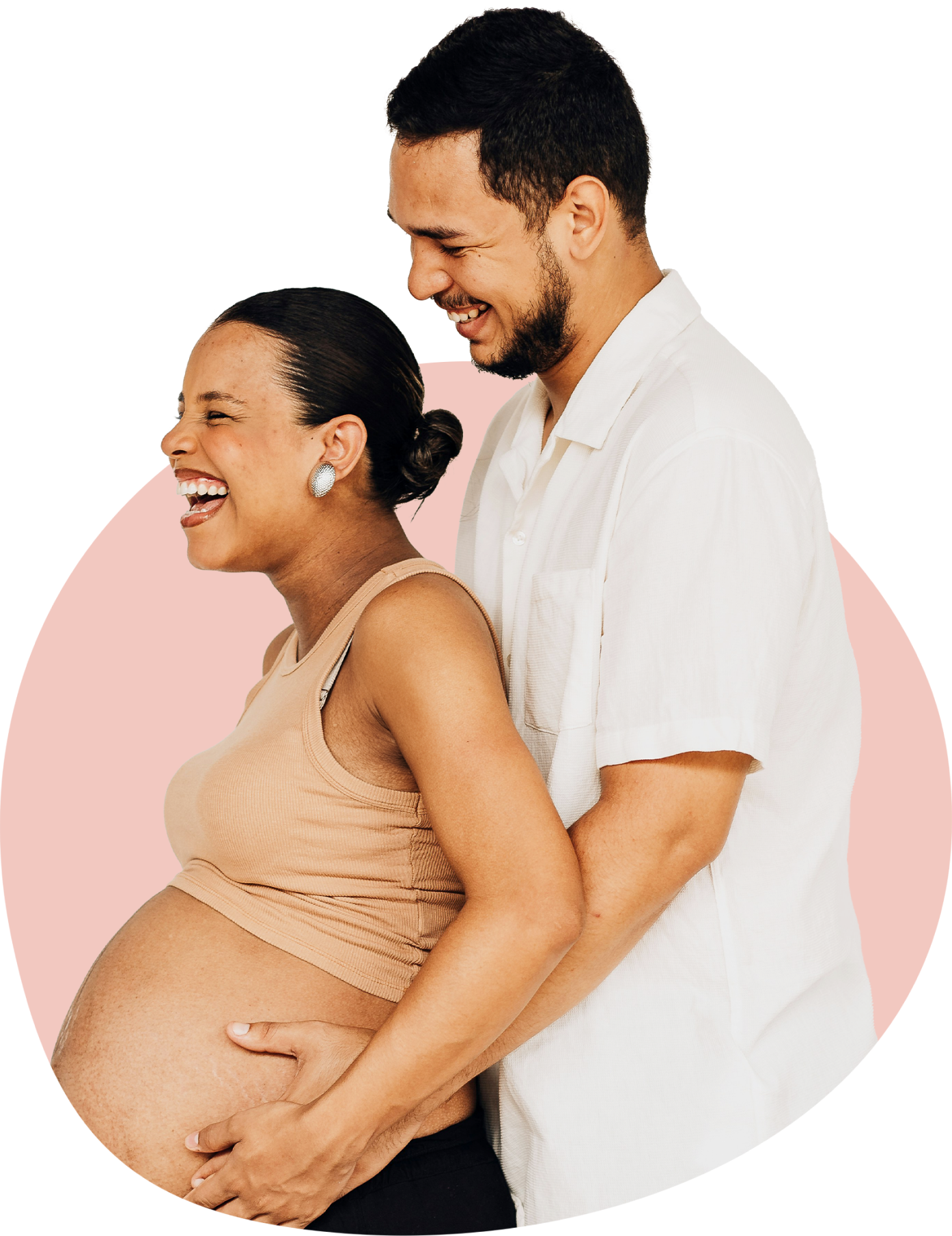 Pregnant Couple Holding Stomach