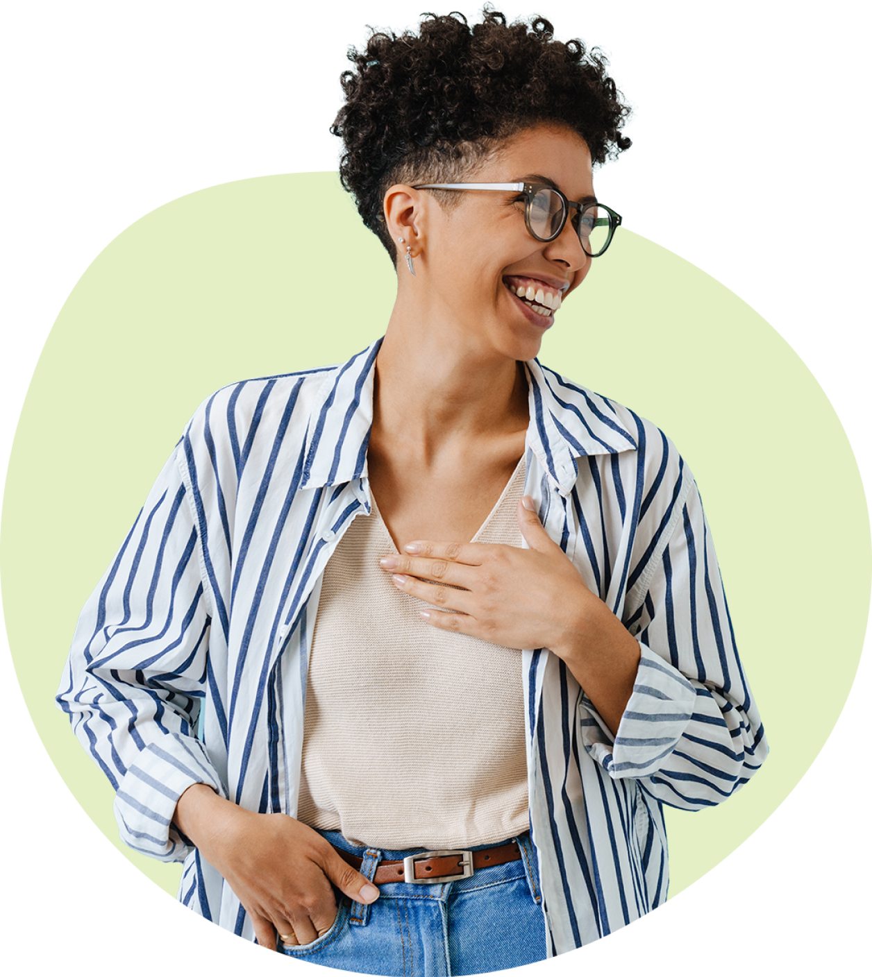 Woman with Hand on Chest